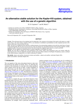 An Alternative Stable Solution for the Kepler-419 System, Obtained with the Use of a Genetic Algorithm D