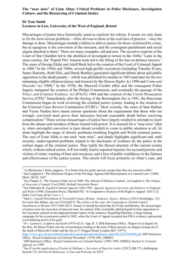 The “Near Miss” of Liam Allan: Critical Problems in Police Disclosure, Investigation Culture, and the Resourcing of Criminal Justice