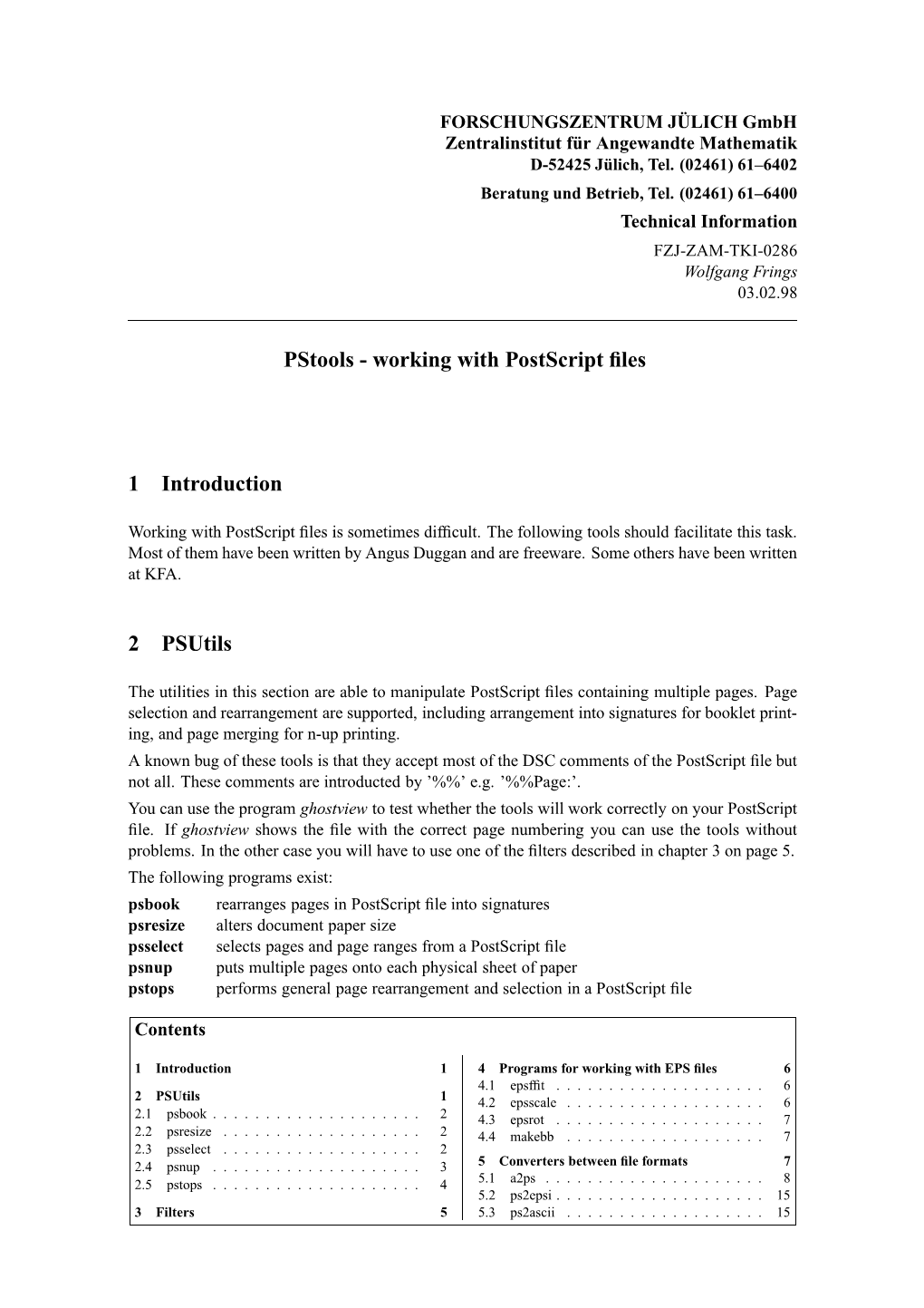 Pstools - Working with Postscript ﬁles