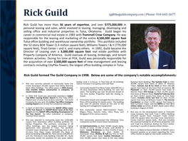 Rick Guild Rg@Theguildcompany.Com | Phone: 918-645-3677