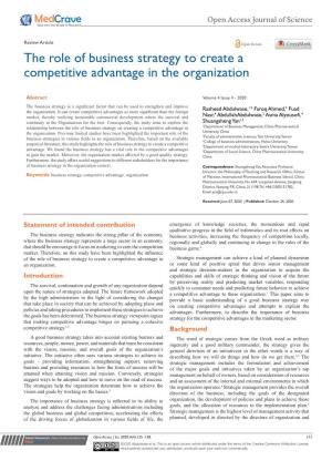 The Role of Business Strategy to Create a Competitive Advantage in the Organization