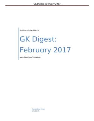 GK Digest: February 2017