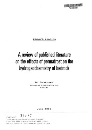 A Review of Published Literature on the Effects of Permafrost on the Hydrogeochemistry of Bedrock
