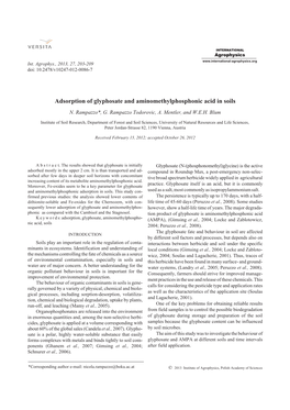 Adsorption of Glyphosate and Aminomethylphosphonic Acid in Soils