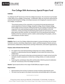 Five College 50Th Anniversary Special Project Fund