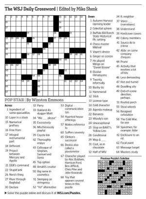 The WSJ Daily Crossword |Edited by Mike Shenk