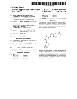 (12) Patent Application Publication (10) Pub. No.: US 2010/0160439 A1 MALLARD (43) Pub