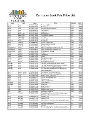 Kentucky Book Fair Price List