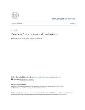 Business Associations and Professions University of the Pacific; Cm George School of Law