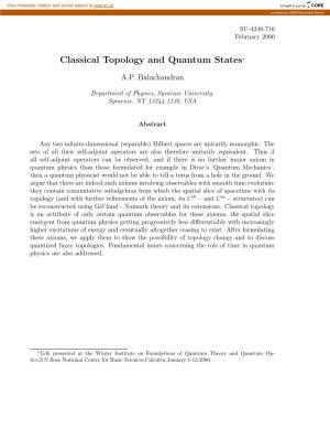 Classical Topology and Quantum States∗