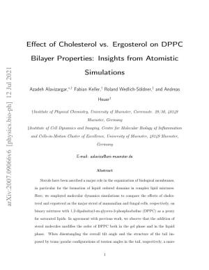 Effect of Cholesterol Vs. Ergosterol on DPPC Bilayer Properties