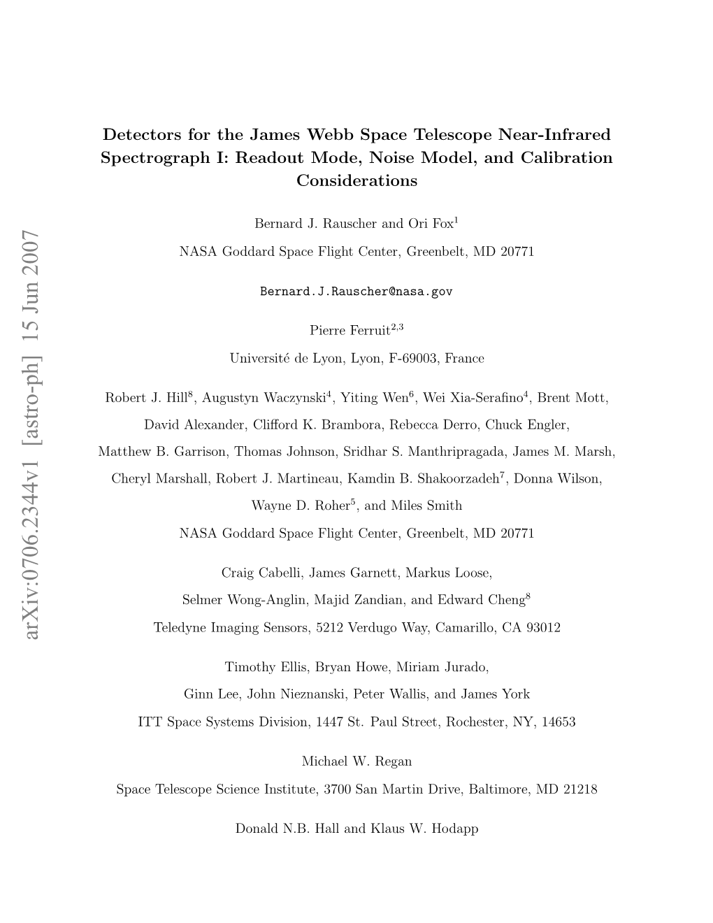 Arxiv:0706.2344V1 [Astro-Ph] 15 Jun 2007 Ate .Grio,Toa Ono,Sihrs Manthripragad S