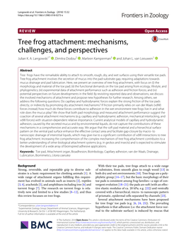 Tree Frog Attachment: Mechanisms, Challenges, and Perspectives Julian K
