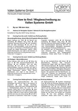 How to Find / Wegbeschreibung Zu Vallen Systeme Gmbh