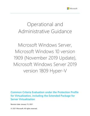 Microsoft Windows Server 2019 Version 1809 Hyper-V