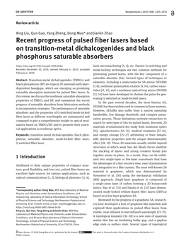 Recent Progress of Pulsed Fiber Lasers Based on Transition-Metal