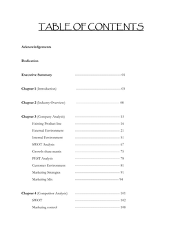 Table of Contents