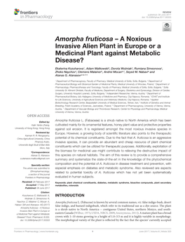Amorpha Fruticosa – a Noxious Invasive Alien Plant in Europe Or a Medicinal Plant Against Metabolic Disease?