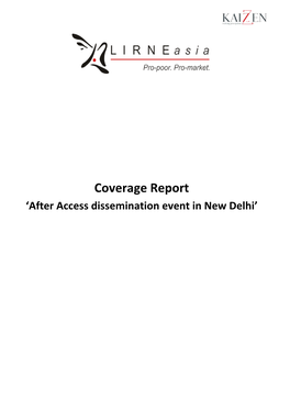 Coverage Report ‘After Access Dissemination Event in New Delhi’