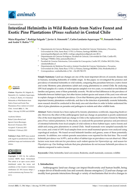 Intestinal Helminths in Wild Rodents from Native Forest and Exotic Pine Plantations (Pinus Radiata) in Central Chile