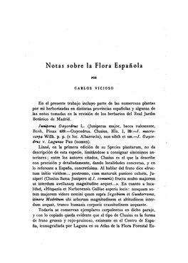 Notas Sobre La Flora Española