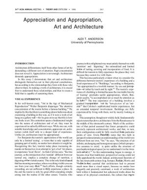 Appreciation and Appropriation, Art and Architecture