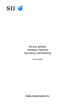 Rp-D10 Series Thermal Printer Technical Reference