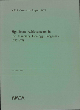 Significant Achievements in the Planetary Geology Program 1977-1978
