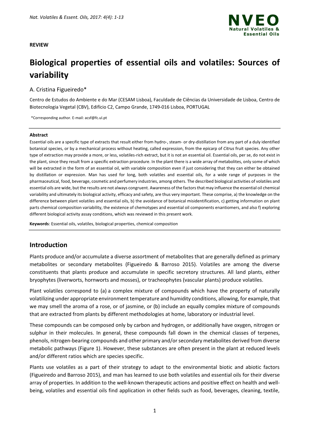 Biological Properties of Essential Oils and Volatiles: Sources of Variability