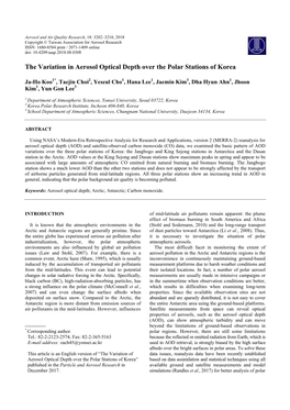 The Variation in Aerosol Optical Depth Over the Polar Stations of Korea