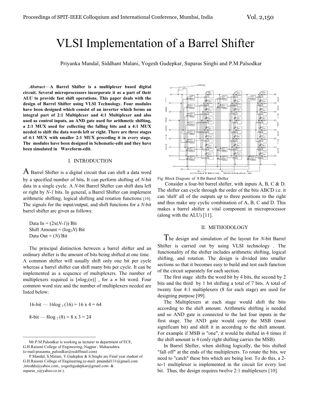 VLSI Implementation of a Barrel Shifter