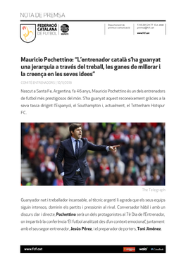 Mauricio Pochettino: “L'entrenador Català S'ha Guanyat Una Jerarquia A