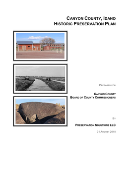 Canyon County, Idaho Historic Preservation Plan