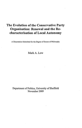 Department of Politics, University of Sheffield November 2009 Chapter Six