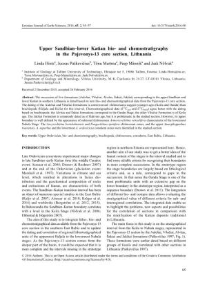 Upper Sandbian–Lower Katian Bio- and Chemostratigraphy in the Pajevonys-13 Core Section, Lithuania