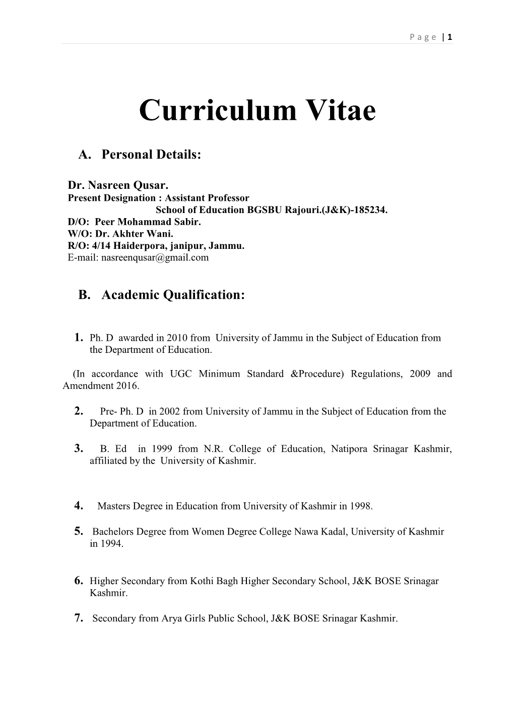 Curriculum Vitae