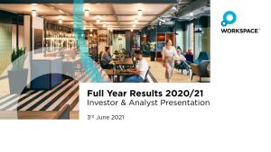 Full Year Results 2020/21 Investor & Analyst Presentation