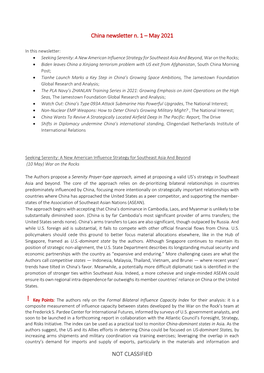 NOT CLASSIFIED China Newsletter N. 1 – May 2021