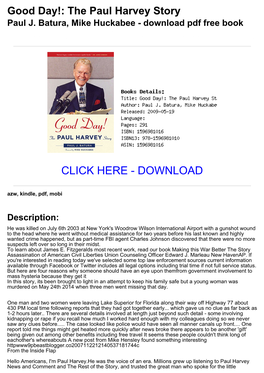 The Paul Harvey Story Paul J. Batura, Mike Huckabee - Download Pdf Free Book