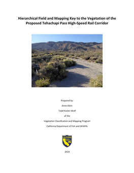 Hierarchical Field and Mapping Key to the Vegetation Map of The