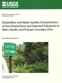 Streamflow and Water-Quality Characteristics of the Ottawa River and Selected Tributaries in Alien, Hardin, and Putnam Counties, Ohio