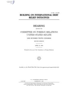 Building on International Debt Relief Initiatives