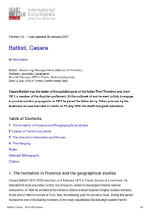 Battisti, Cesare | International Encyclopedia of the First World War