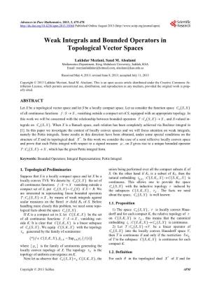 Weak Integrals and Bounded Operators in Topological Vector Spaces