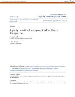 Quality Function Deployment: More Than a Design Tool Nadiye O