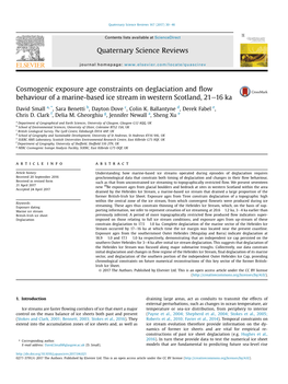 Cosmogenic Exposure Age Constraints on Deglaciation and Flow