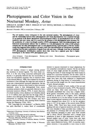 Photopigments and Color Vision in the Nocturnal Monkey, Aotus GERALD H