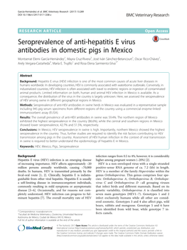 Seroprevalence of Anti-Hepatitis E Virus Antibodies in Domestic Pigs In