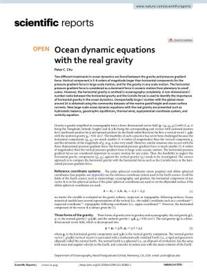 Ocean Dynamic Equations with the Real Gravity Peter C