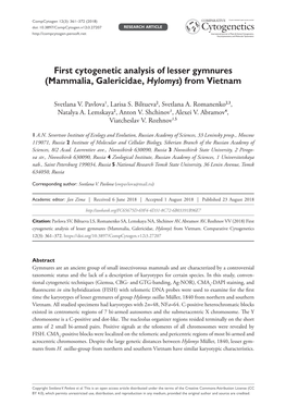 First Cytogenetic Analysis of Lesser Gymnures (Mammalia, Galericidae, Hylomys) from Vietnam